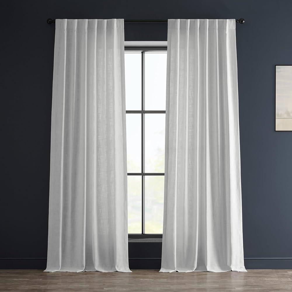 HPD Half Price Drapes FHLCH-VET13191-84 Heavy Faux Linen Curtain (1 Panel), 50 X 84, Rice White | Amazon (US)