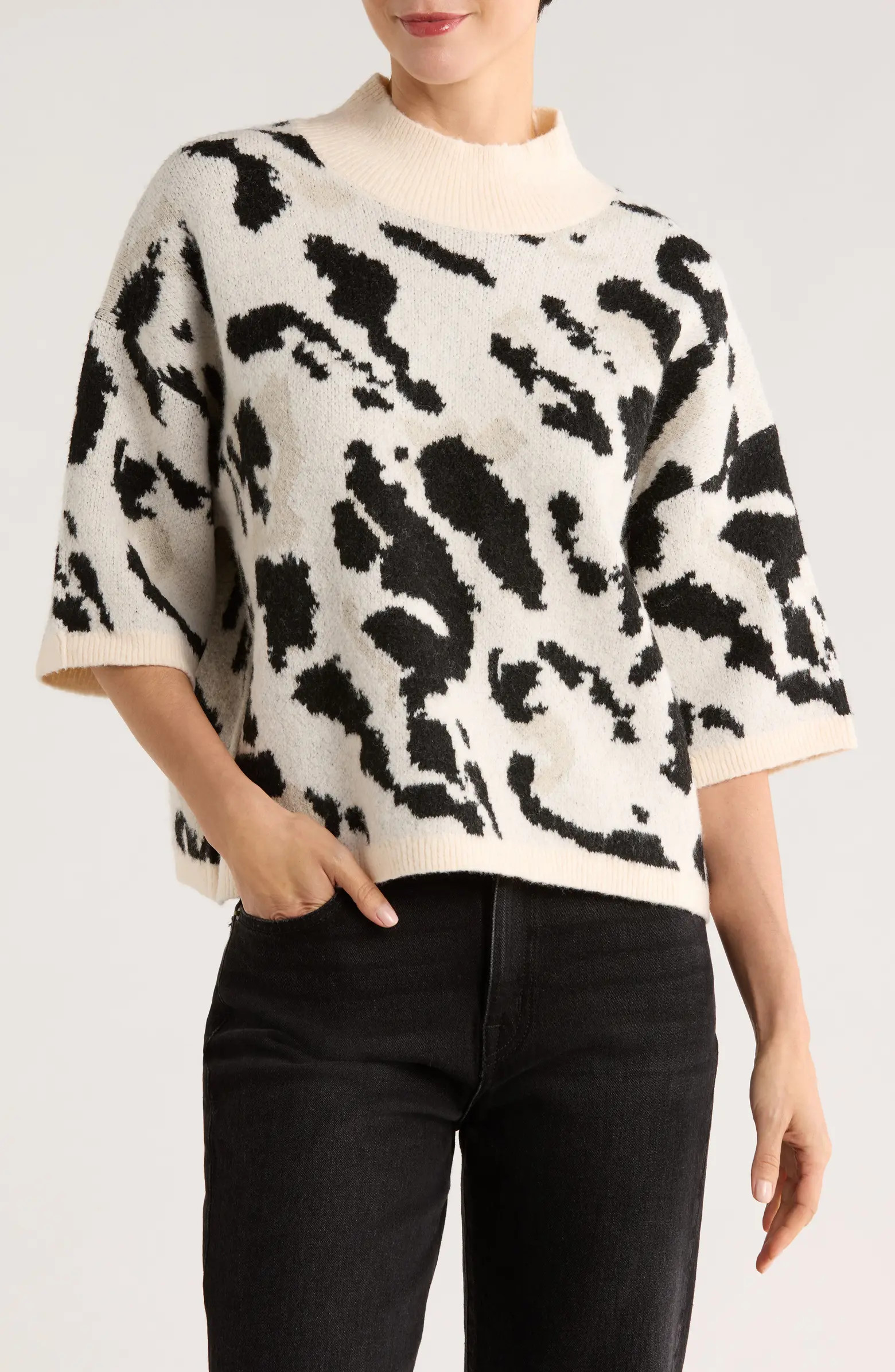 Mock Neck Dolman Sleeve Boxy Sweater | Nordstrom Rack