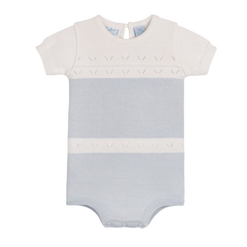 Boys Pointelle Contrast Knit Romper | Feltman Brothers