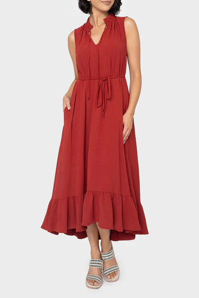 Sienna Sleeveless Tie Neck Midi Dress | Gibson