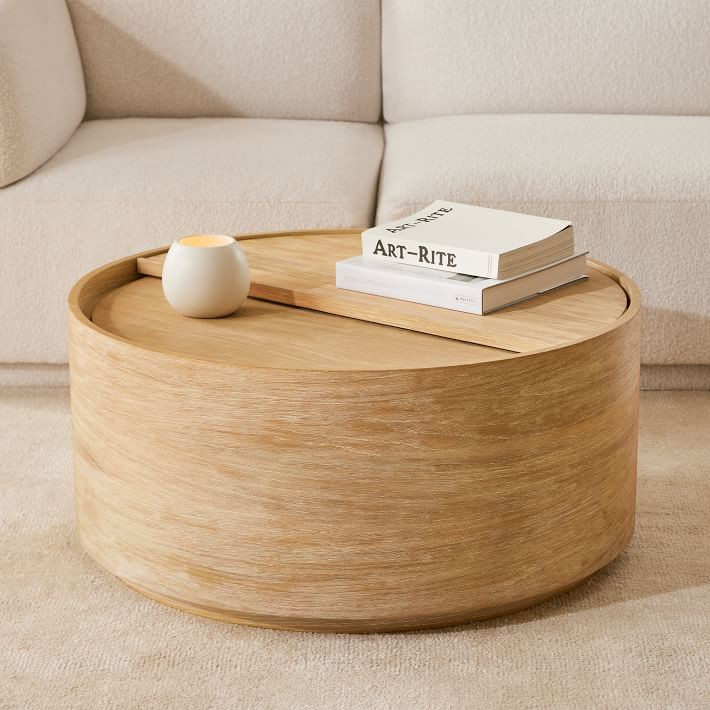 Volume Round Storage Drum Coffee Table (36") | West Elm (US)
