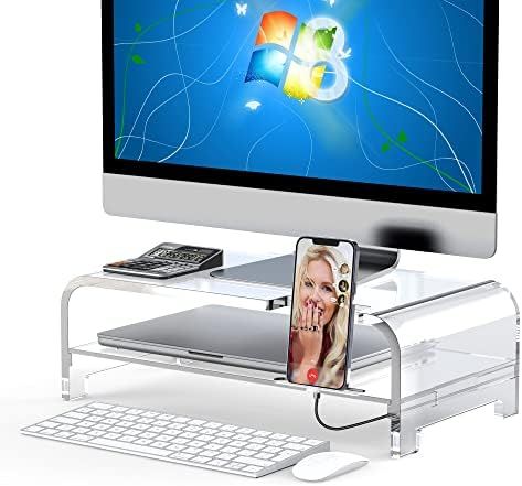 Acrylic Laptop Stand Acrylic Monitor Stand Riser Acrylic Computer Stand Laptop Riser with Storage... | Amazon (US)