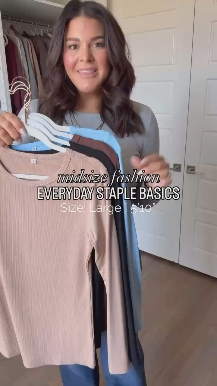 These ribbed long sleeve shirts are such a great staple! Soft, stretchy and super versatile. Wear them by themselves or as a layering base. Shirts: Large Jeans: 12 Long millennial fashion, mom style, leggings outfit, Amazon fashion, midsize style, midsize mom style, updating my wardrobe, trendy style, cozy style, school pickup outfit

#LTKootd