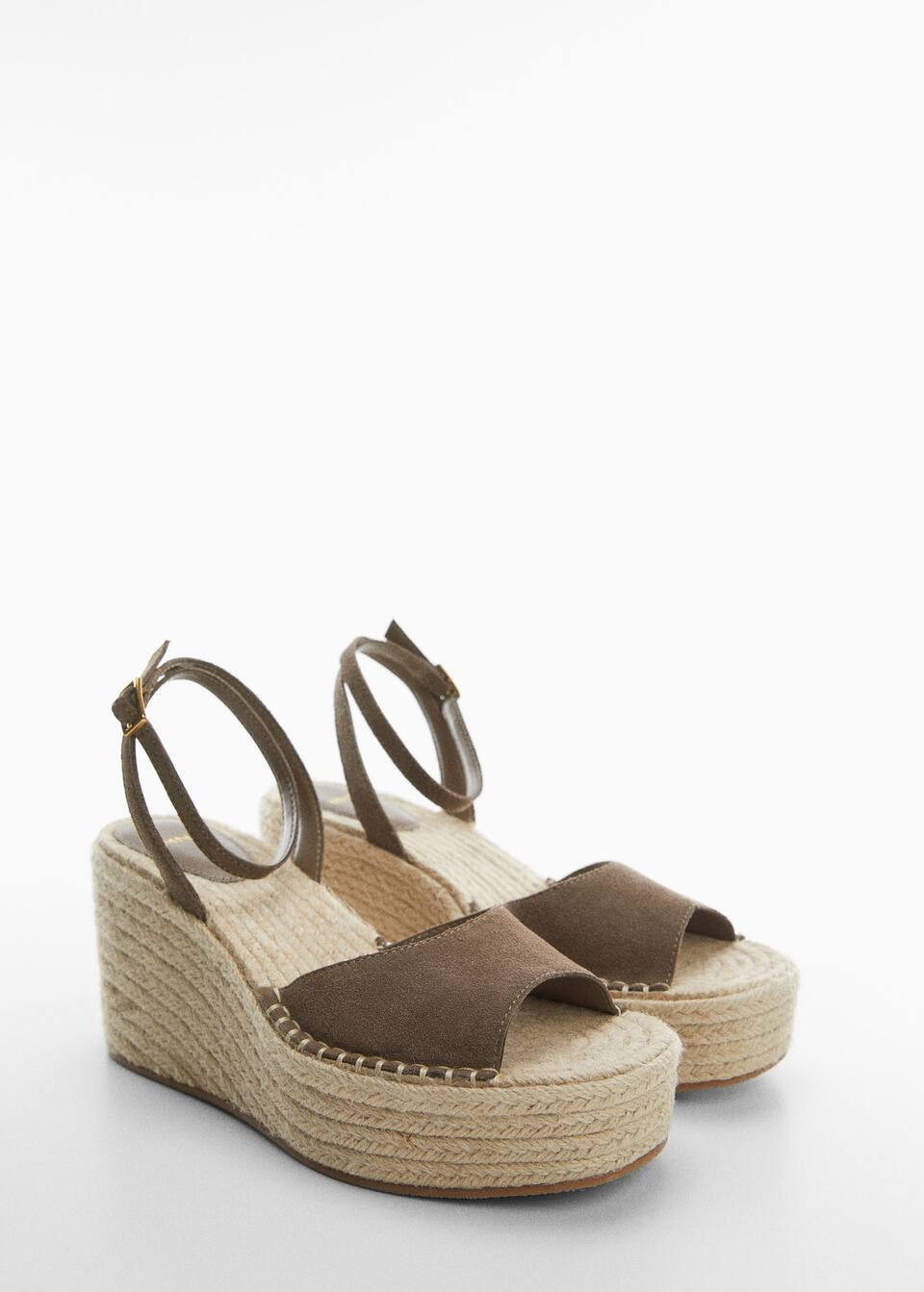 Wedge leather sandals -  Women | Mango USA | MANGO (US)