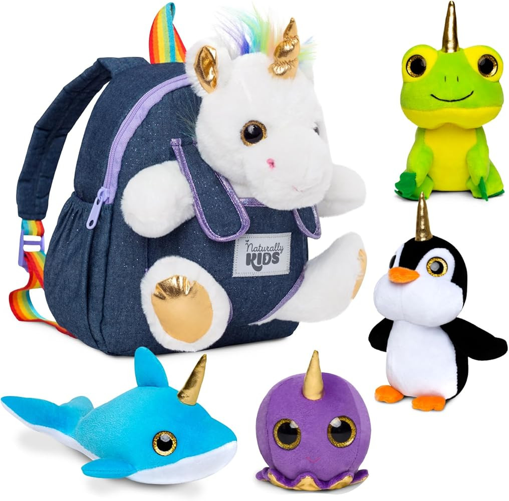 Naturally KIDS Toddler Unicorn Backpack w Plush Unicorn Toys, Gifts for 2-5 Year Old Girls, Toddl... | Amazon (US)