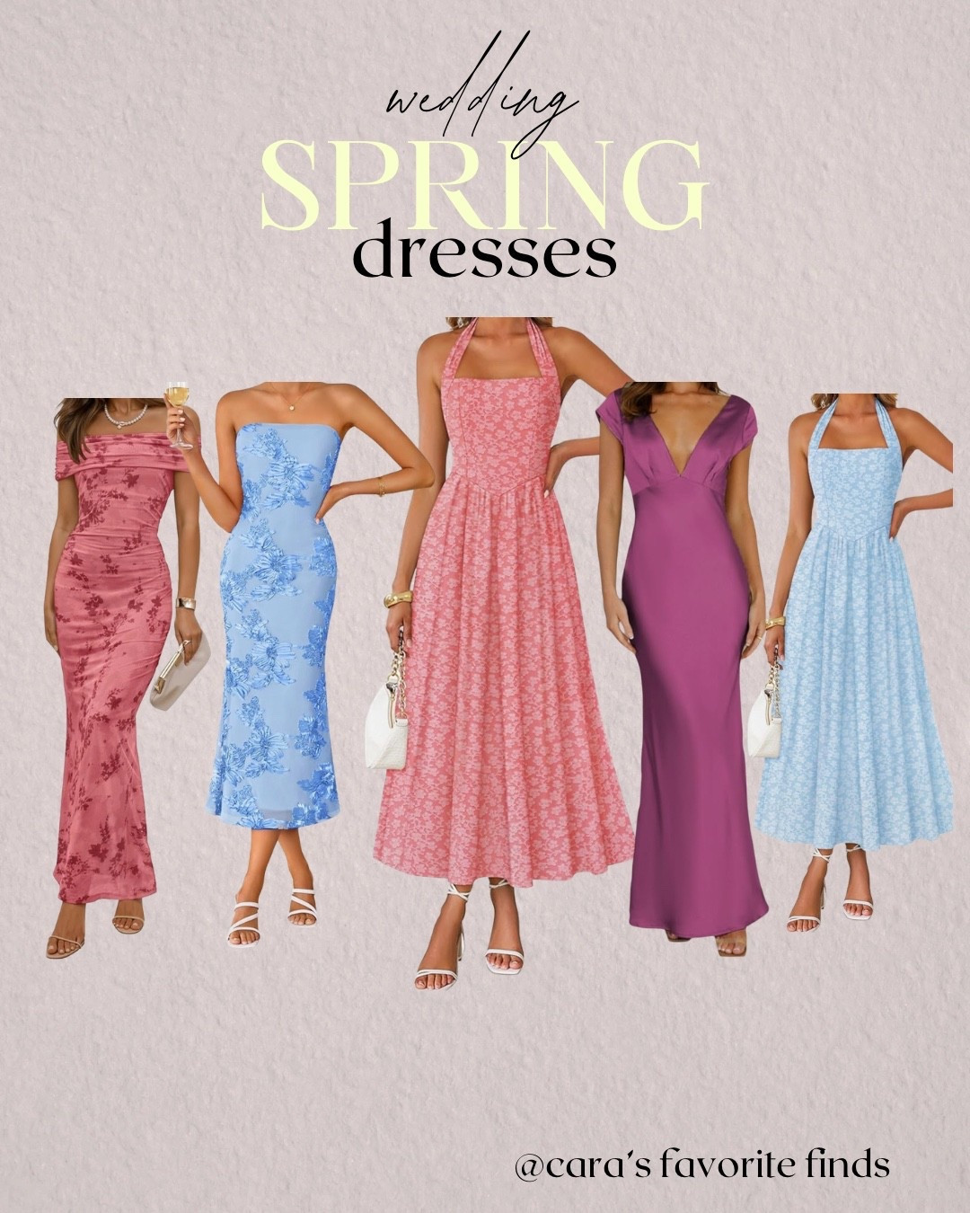 Wedding spring dresses! All under $60. Fresh and flirty, perfect for any spring wedding guest look! #weddingdress #floral #springdress 

#LTKWedding #LTKOver40