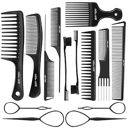 SALONSILK Women Hair Comb Set - 14PCS Wide Tooth Rat Tail Styling Combs Pick for Curly - Teasing ... | Amazon (US)