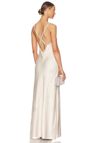 L'AGENCE Saint Crystal Strap Gown in Champagne from Revolve.com | Revolve Clothing (Global)