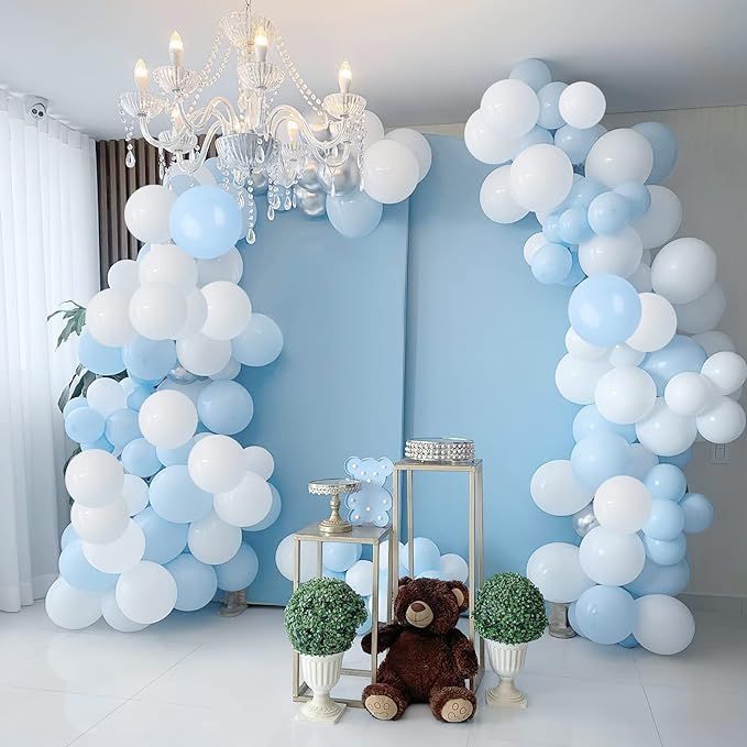 Blue and White Balloons, Light Blue White Balloon Garland Arch Kit, 84 Pack Pastel Blue White Bal... | Amazon (US)