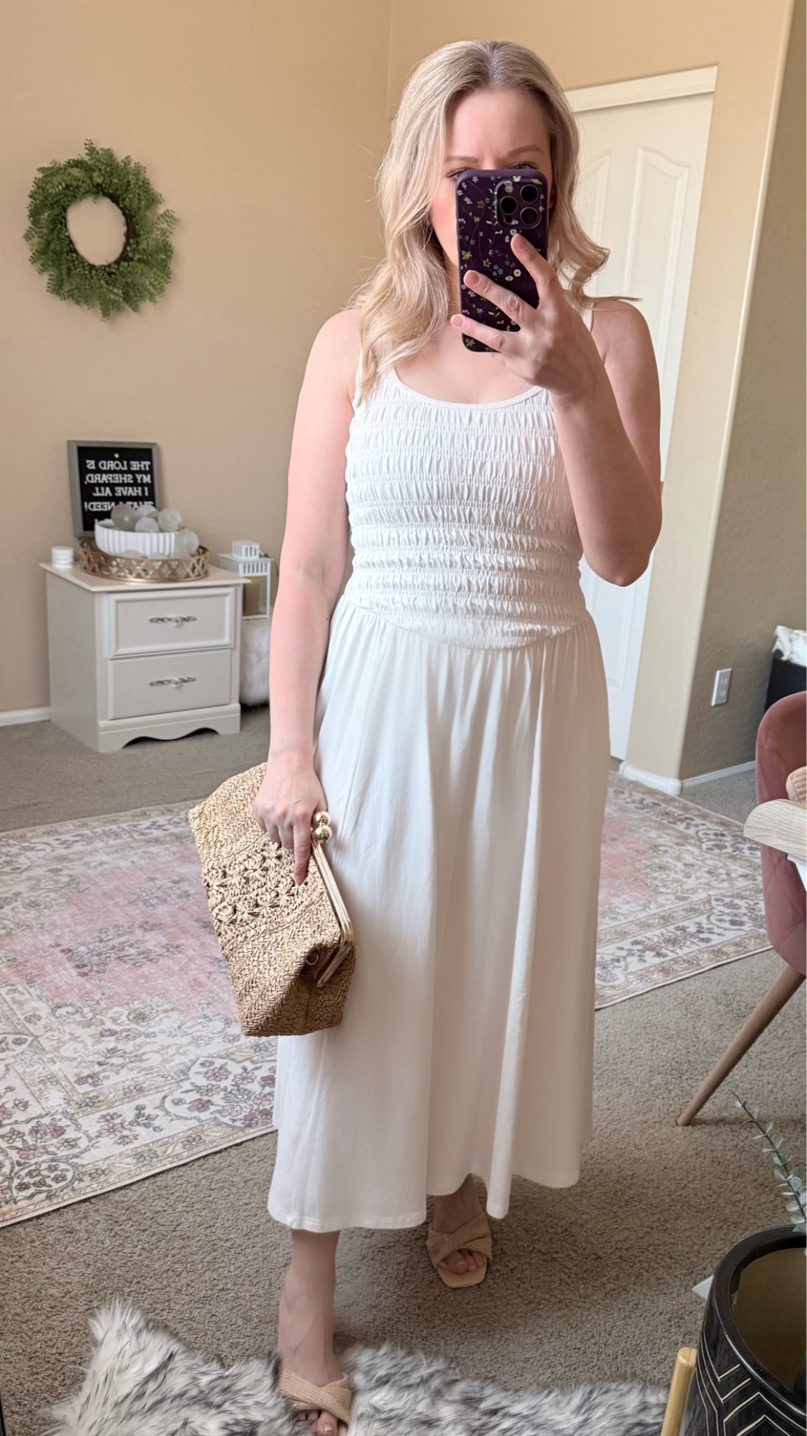 A&F Sydney Smocked Reversible Neckline Knit Midi Dress from Abercrombie. Great quality, thick but breathable material, love that is reversible. Fits tts. I’m in Xs.

#LTKSeasonal #LTKOver40 #LTKPetite