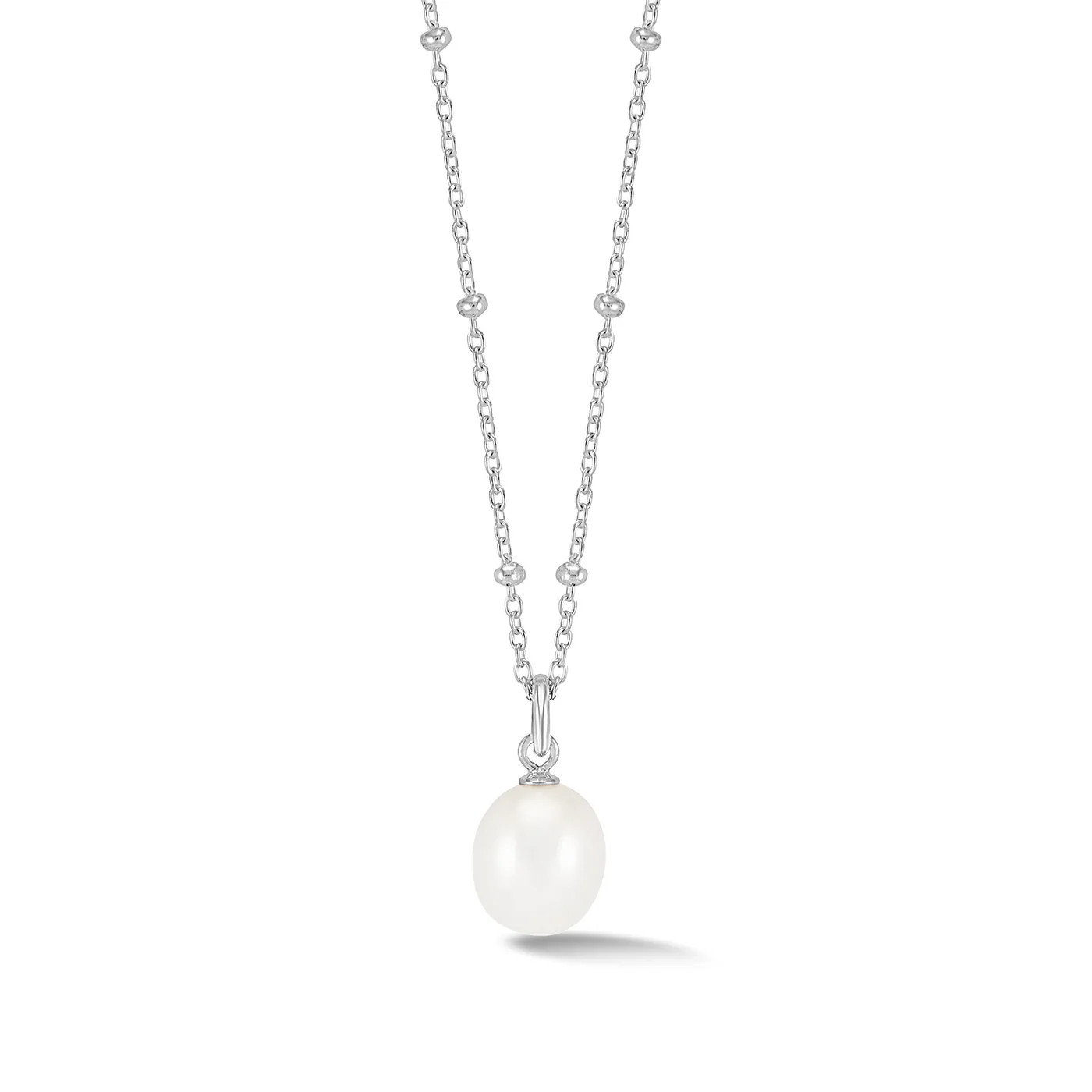 Timeless Adjustable 8mm Oval White Pearl Pendant | Dower & Hall (Global)