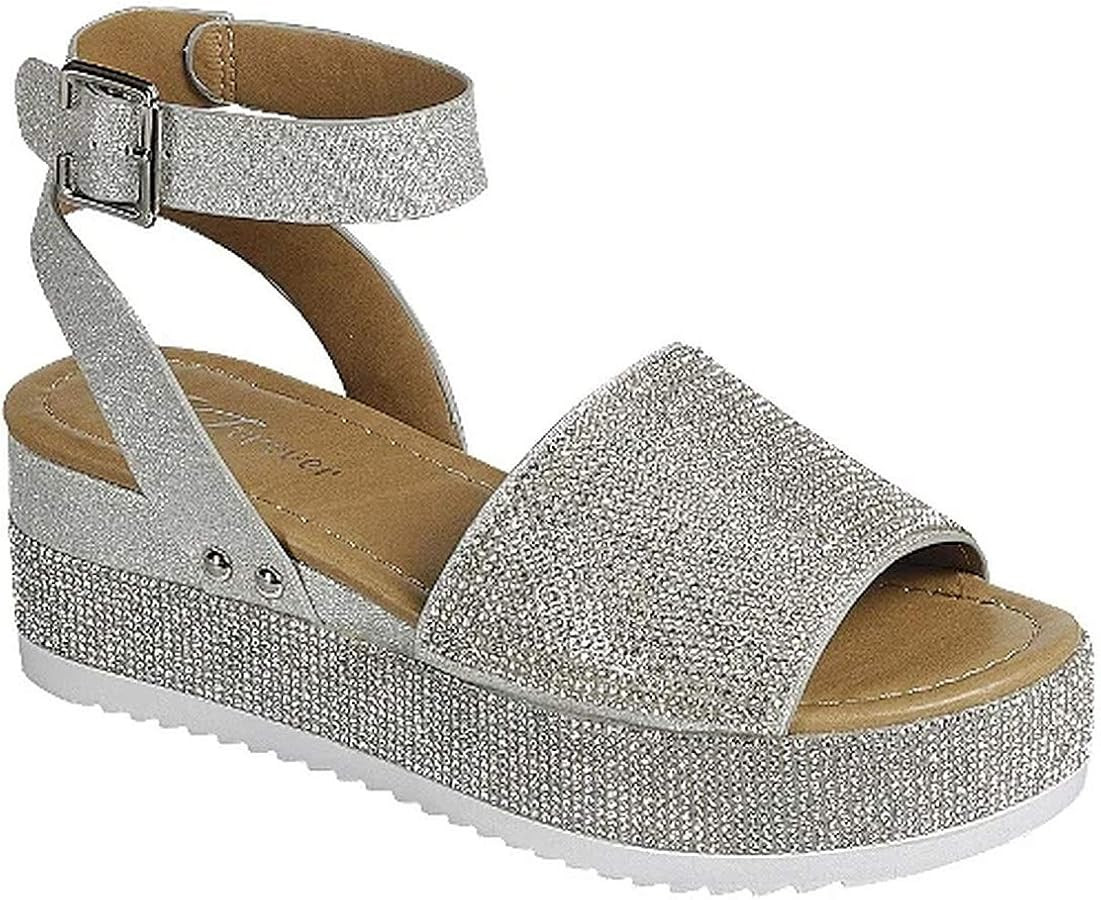 Women's Luxury Rhinestone Glitter Crystal Slide Footbed Platform Sandals | Amazon (US)