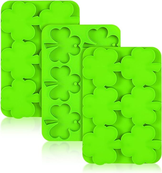 3 Pack Silicone Shamrock Mold St Patrick's Day Chocolate Molds Fondant Molds for Ice, Candy, Resi... | Amazon (US)