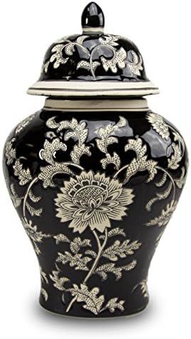 Amazon.com: OneWorld Memorials Black Lotus Ceramic Cremation Urn - Large - Holds Up to 200 Cubic ... | Amazon (US)