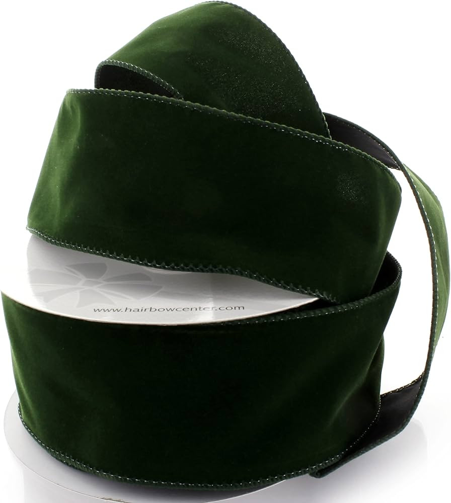 2.5" Wired Suede Velvet Ribbon Moss Green - 10 Yards | Amazon (US)