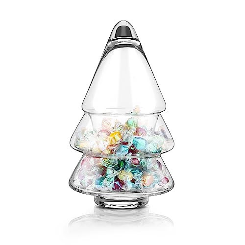 Sliner 9.06 x 5.12 Inch 30oz Christmas Tree Candy Jars Glass Cookie Jars with Lids Lovely Christmas Tree Jar Clear Bowl Food Storage Container for Xmas Festival Holiday Party Gift Table Decoration | Amazon (US)