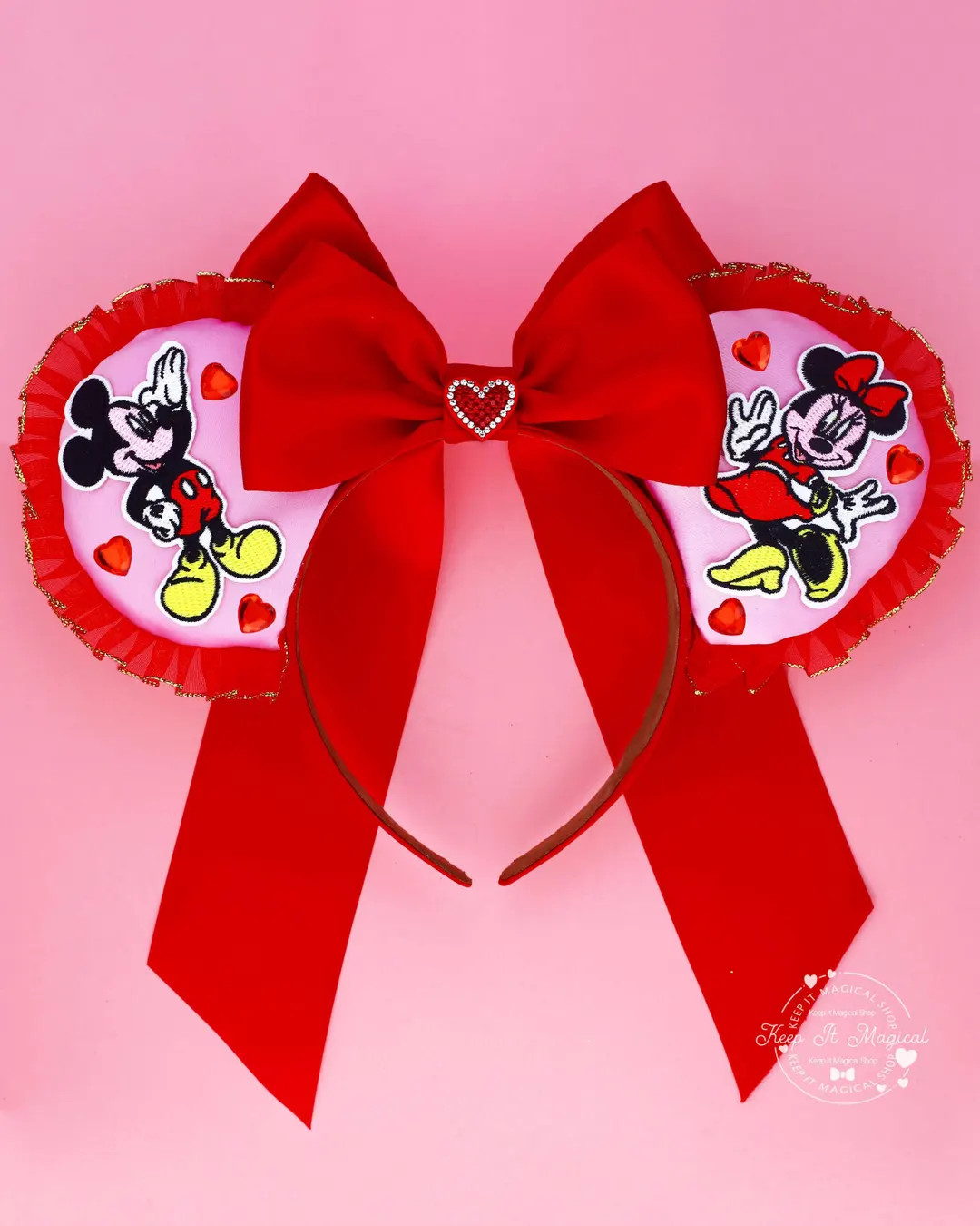 Valentine Mickey Ears Red Lace Sweetheart Minnie Ears Coquette Ears Valentines Day Mickey Ears Va... | Etsy (US)