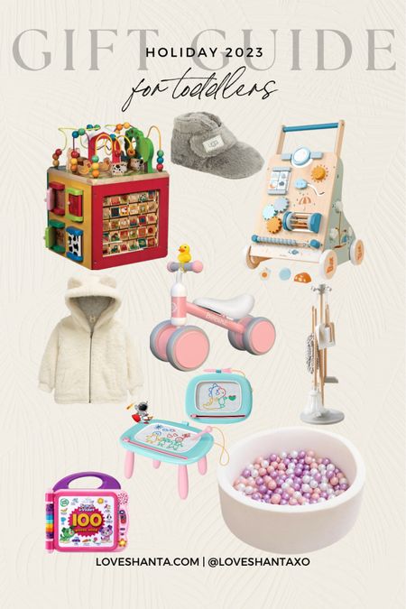 Gift guide, gift ideas for toddlers, toddler gifts, baby gift ideas, toddler gift ideas, gifts for babies, gift guides for kids, toddler holiday gift guide, Christmas gifts for toddlers, activity cube, uggs, walker, Sherpa jacket, balance bike, cleaning set, magic eraser board, ball pit, books, toys, Amazon toys #LTKCyberWeek #LTKHoliday #LTKfindsunder100 #LTKfindsunder50 #LTKbaby #LTKfamily

#LTKHolidaySale #LTKSeasonal #LTKGiftGuide