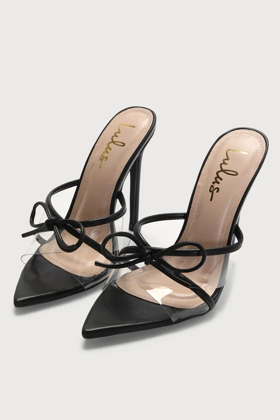 Haxy Black Vinyl Pointed-Toe High Heel Sandals | Lulus (US)