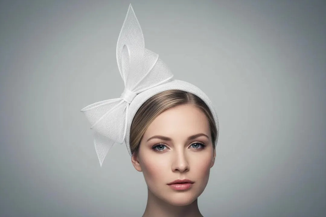 Double Bow Sinamay Headband in White | Etsy (US)