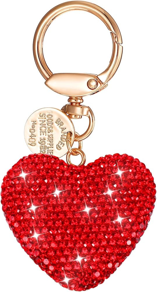 Rhinestone Heart Keychain, Rhinestone Keychain for Women Crystal Heart Keychains for Bag Car Keys... | Amazon (US)