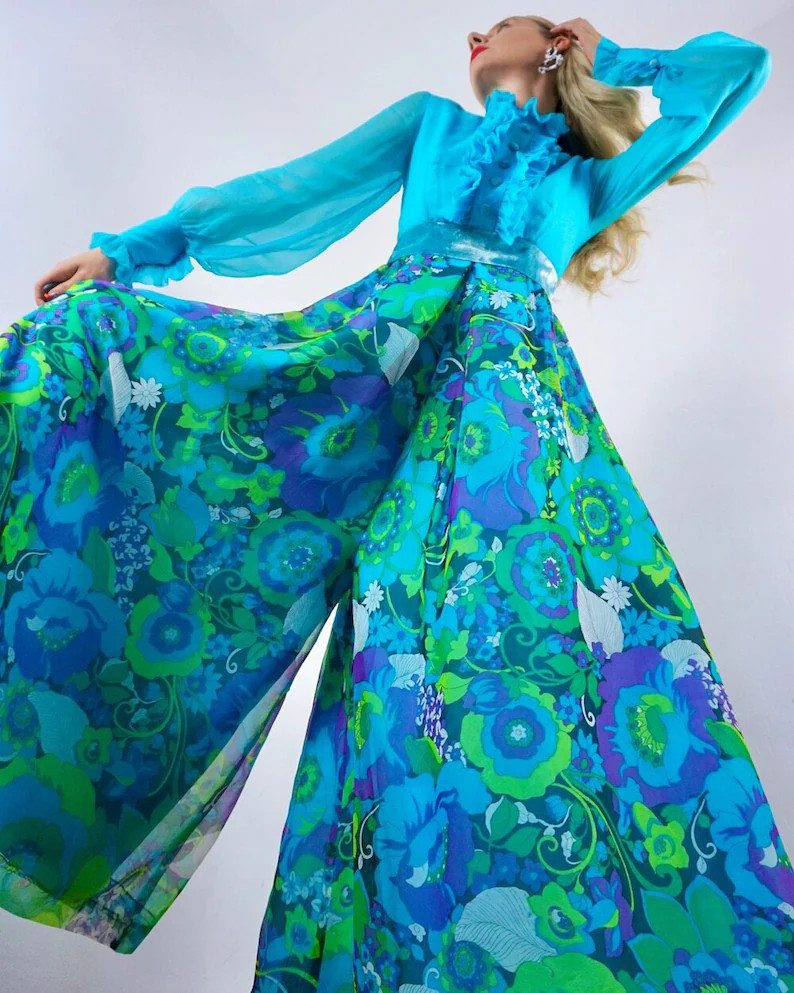 Psychedelic vintage 1960s/70s silk jumpsuit | Etsy (US)