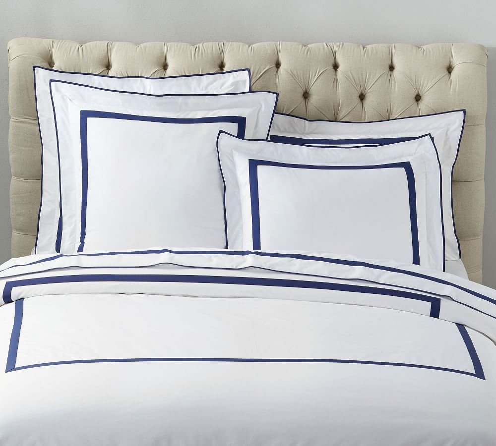 Morgan Banded 400-Thread-Count Organic Percale Duvet Cover | Pottery Barn (US)