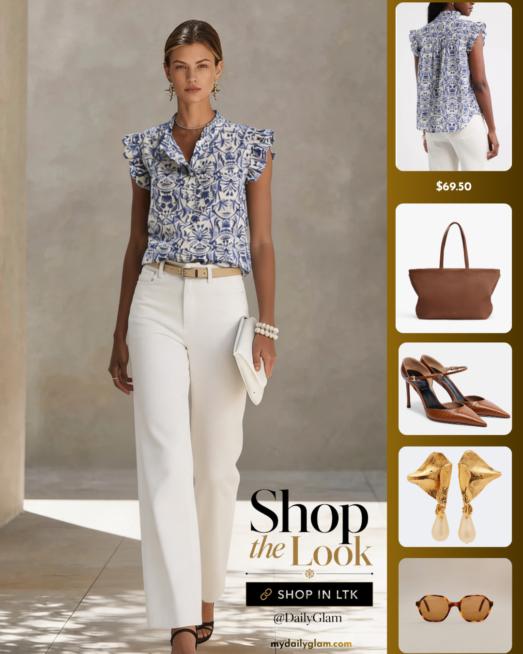 Blue Floral Ruffle Sleeve Top + White Wide Leg Pants Fresh Spring Outfit

#BlueAndWhitePrint #RuffleTop #WhitePantsOutfit #SpringFashion #PreppyChic 

 #LTKootd #LTKOver40 #LTKWorkwear