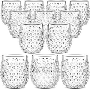 12 Pieces 13 oz Hobnail Drinking Glasses Old Fashioned Beverage Glasses Clear Vintage Tumbler Acr... | Amazon (US)