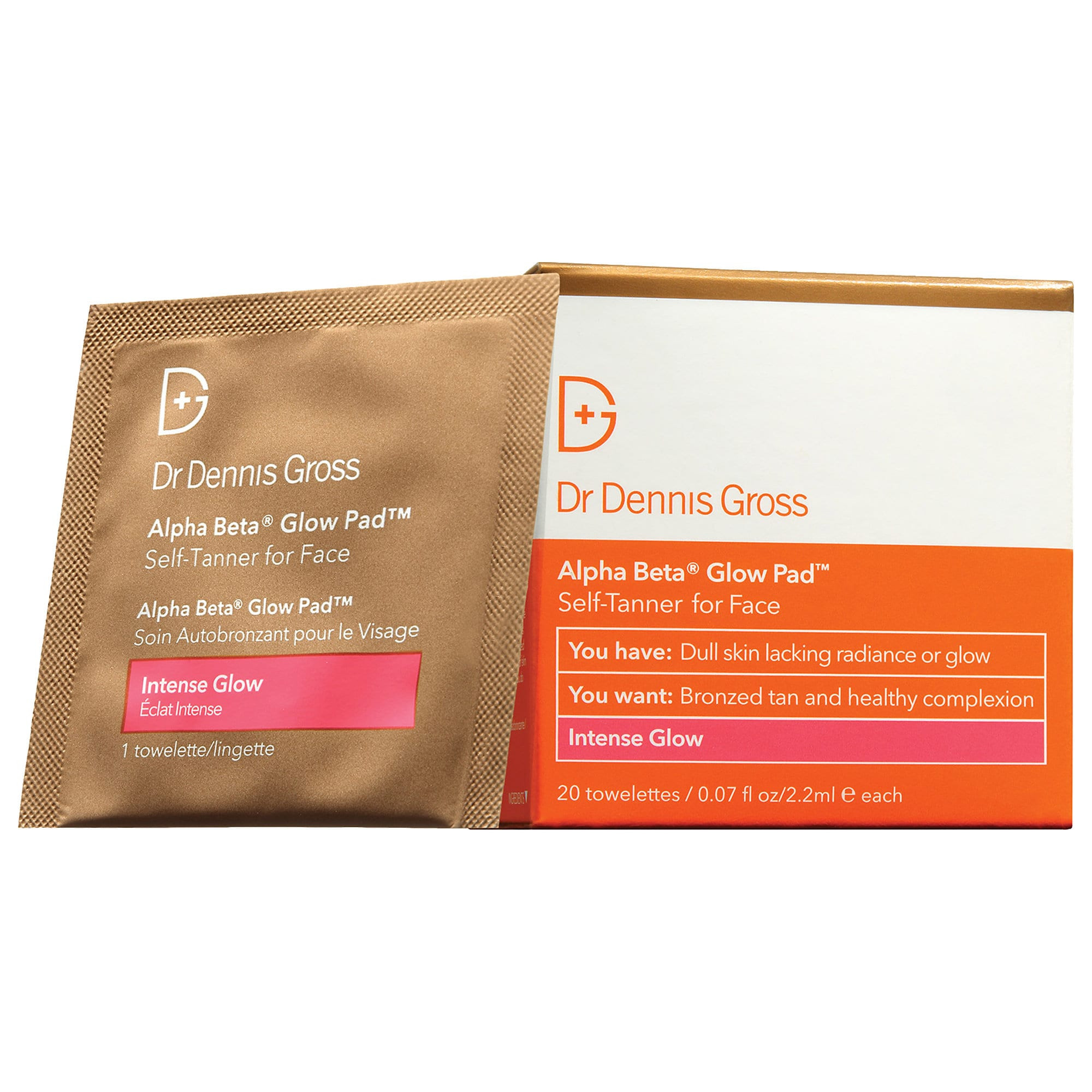 Dr. Dennis Gross Skincare Alpha Beta® Intense Glow Pad Self-Tanner for Face 20 Wipes | Sephora (US)