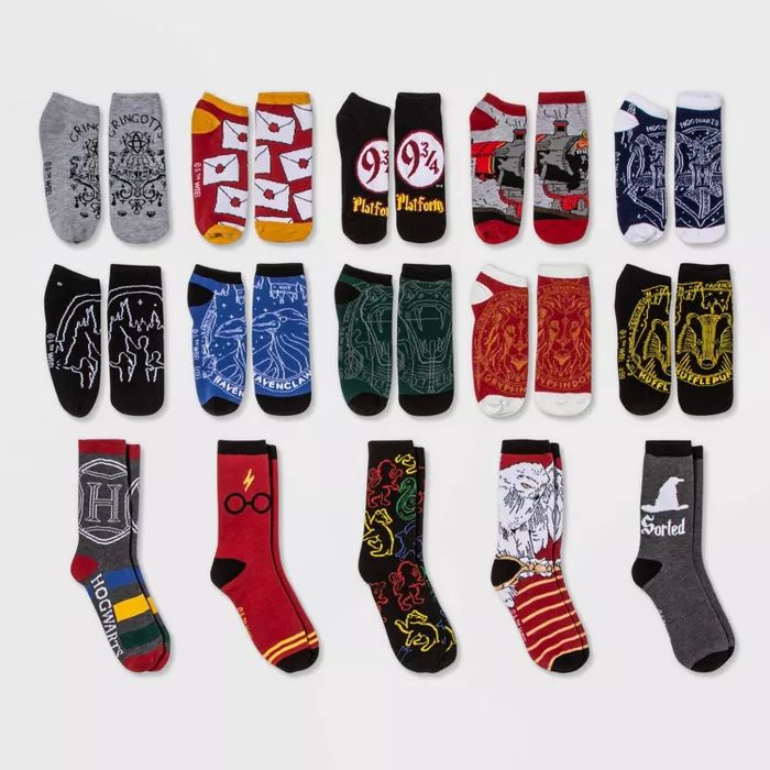 Women's Harry Potter Owl 15 Days of Socks Advent Calendar - Assorted Colors One Size | Target