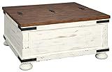 Signature Design by Ashley Wystfield Farmhouse Square Storage Coffee Table with Hinged Lift Top, Distressed White | Amazon (US)