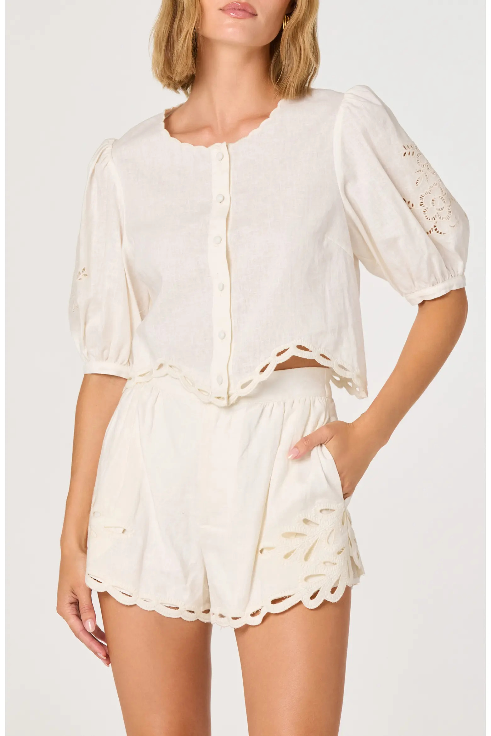 Joellyn Embroidered Linen & Cotton Top (Women) | Nordstrom | Nordstrom