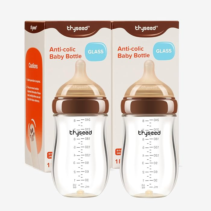 Thyseed Anti-Colic Glass Baby Bottle for Breastfed Infants, Paced Feeding, Breast-Like Newborn Me... | Amazon (US)