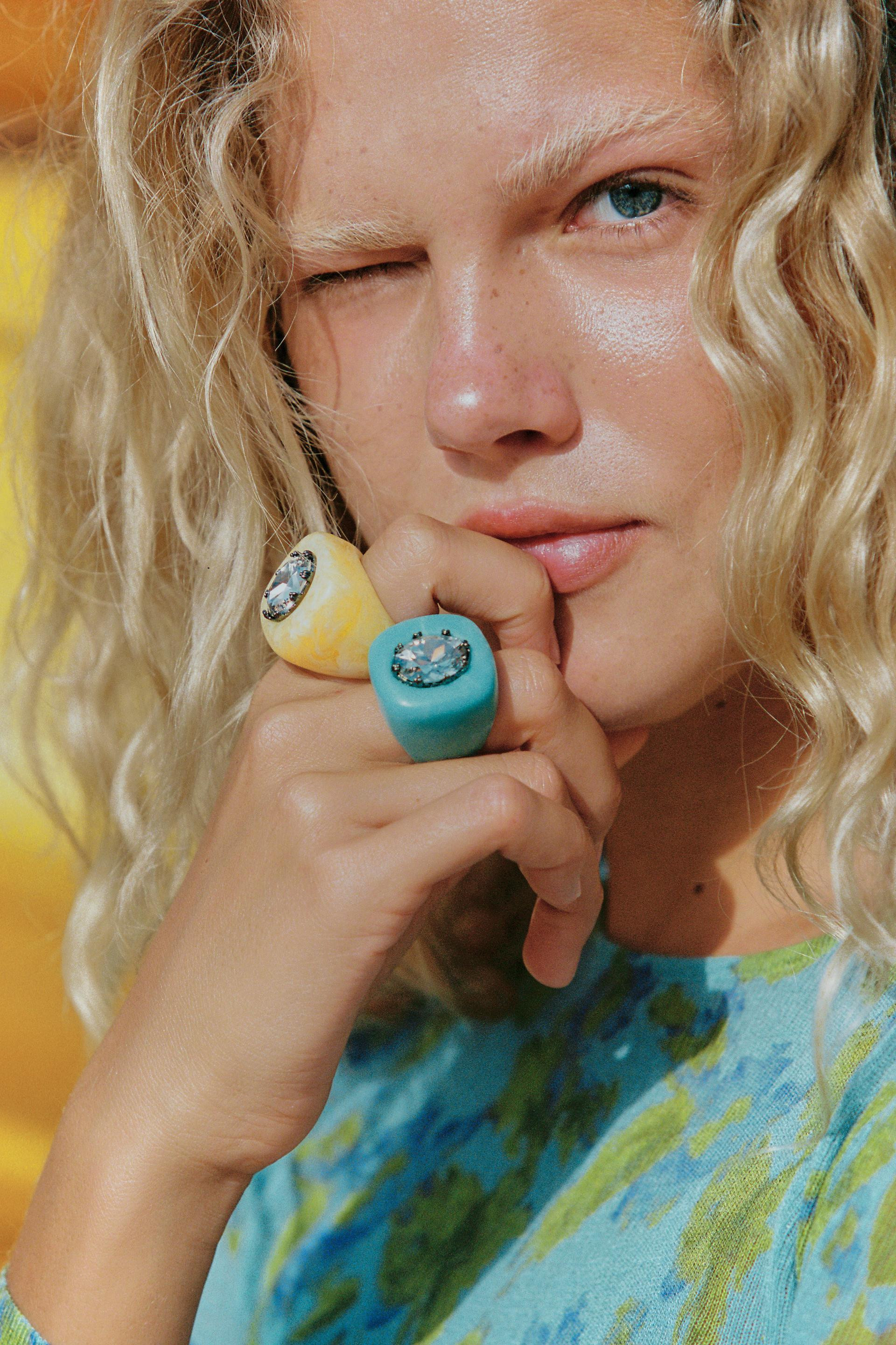 Zara - Jeweled Resin Ring - Yellow - 16,5 (Us 16,5) - Woman | Zara US