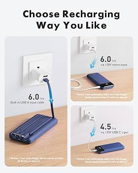 charmast Portable Charger with Built in Cables, Power Bank with Cords Wires, Slim 10000mAh Travel... | Amazon (US)