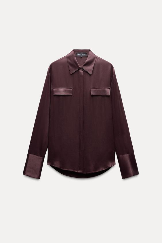 ZW COLLECTION SATIN SHIRT WITH POCKETS | Zara UK