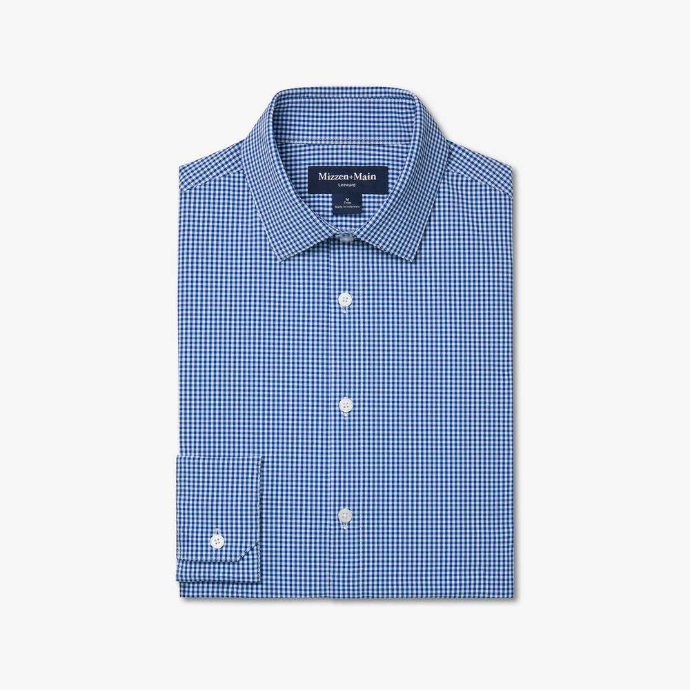 Leeward Dress Shirt - Cobalt Ian Gingham | Mizzen + Main