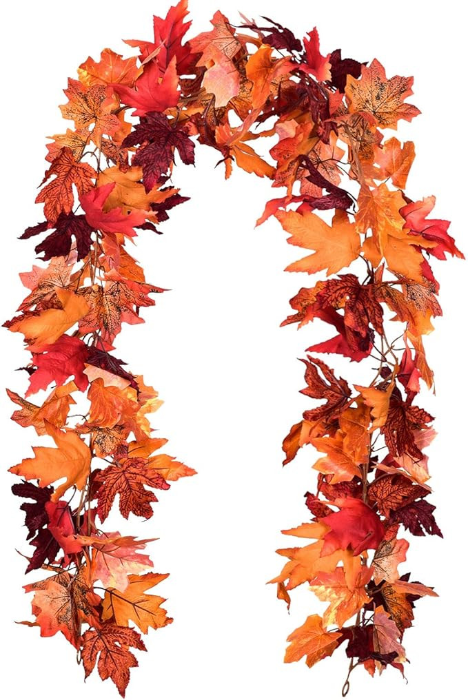 Lvydec 2 Pack Maple Leaves Fall Garland - 6ft/Strand Artificial Fall Foliage Garland Colorful Aut... | Amazon (US)