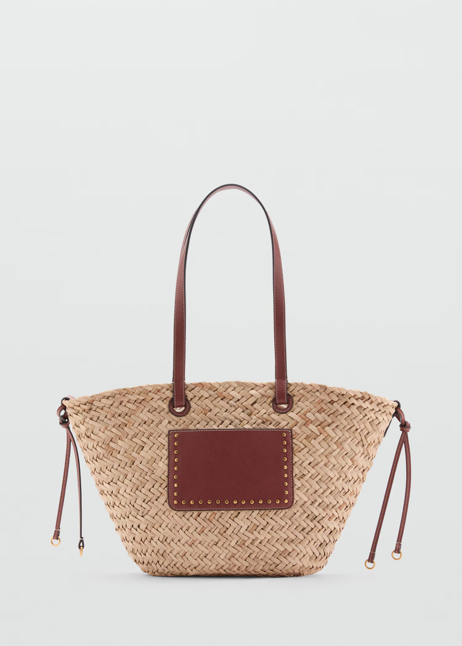 Double handle shoulder bag natural fiber - Women | MANGO USA | Mango (US/MX/AU)