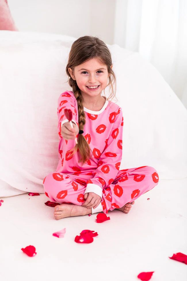 Serendipity Moments Kids Pink Lip Printed Pajama Set FINAL SALE | Pink Lily