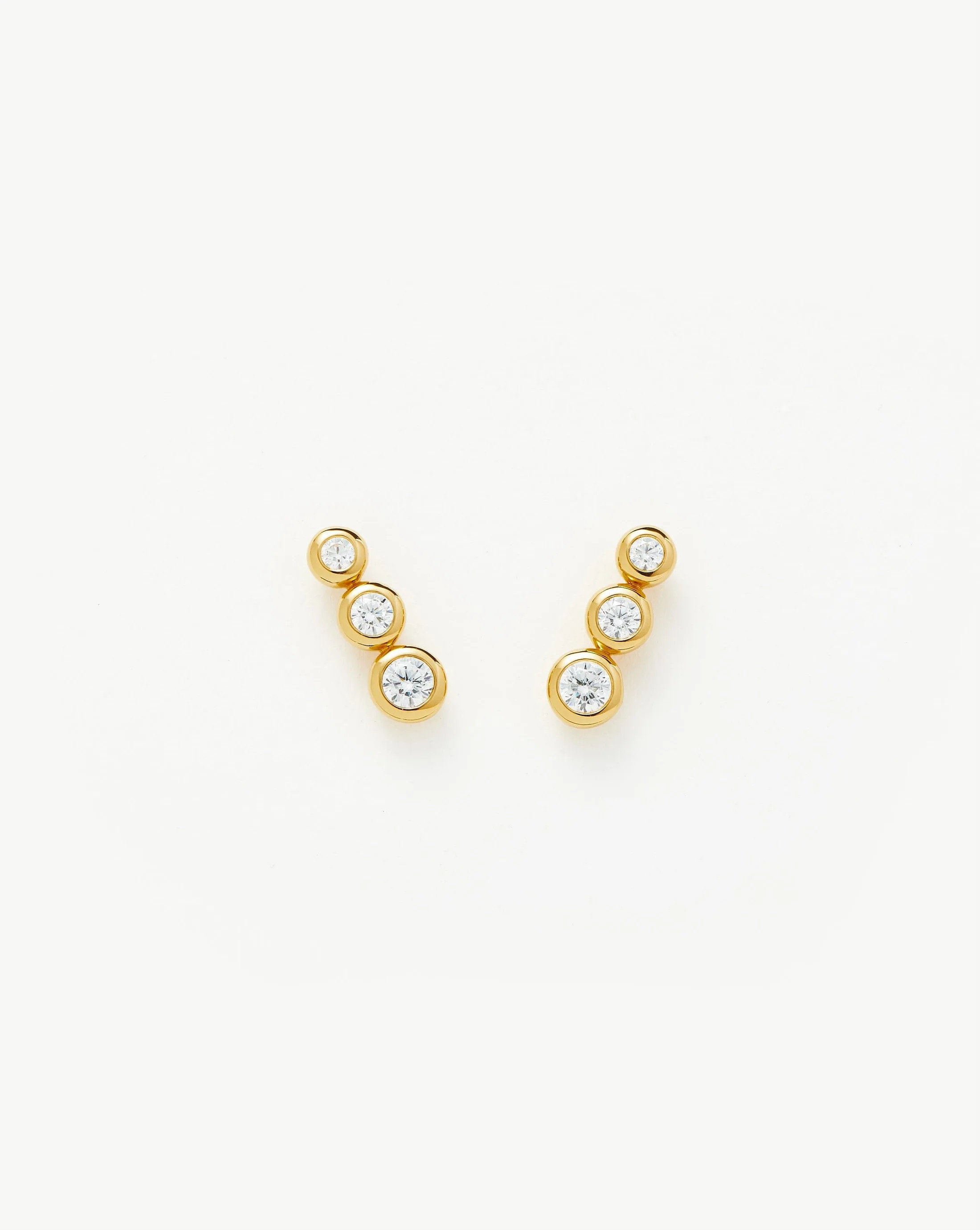 Triple Stone Stud Earrings | Gold/Cubic Zirconia | Missoma | Missoma US