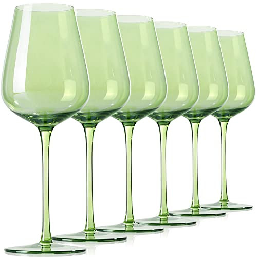 Physkoa Wine Glasses Set of 6 - Spring Wine Glasses, 17 oz, Unfading Color, Crystal, Hand-blown -... | Amazon (US)