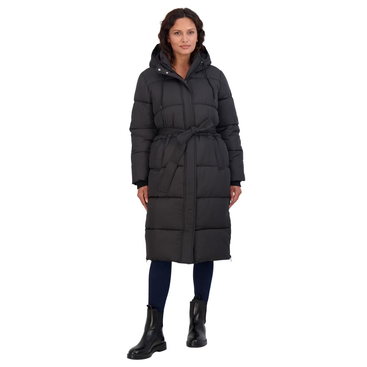 Women's Long Puffer Jacket Coat with Hood - S.E.B. By SEBBY | Target
