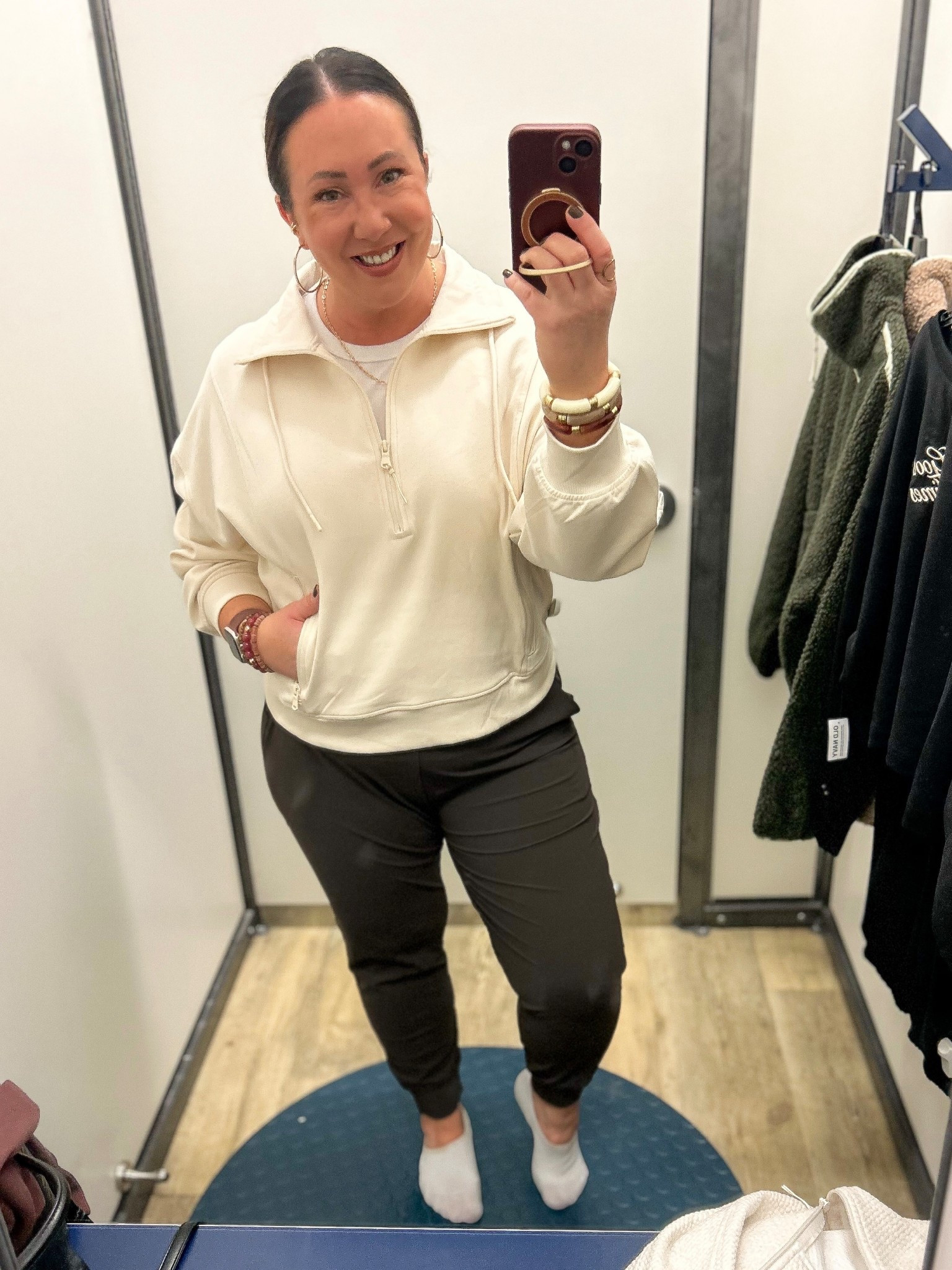 50% off off everything sale @oldnavy! XL dynamic fleece half zip pullover! Large petite sleektech joggers but need an xl in the regular length. Love this brown color though! 

#LTKSaleAlert #LTKActive #LTKFindsUnder50