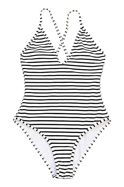 CUPSHE Women's Simple Living Stripe One-Piece Swimsuit Bathing Suit | Amazon (US)