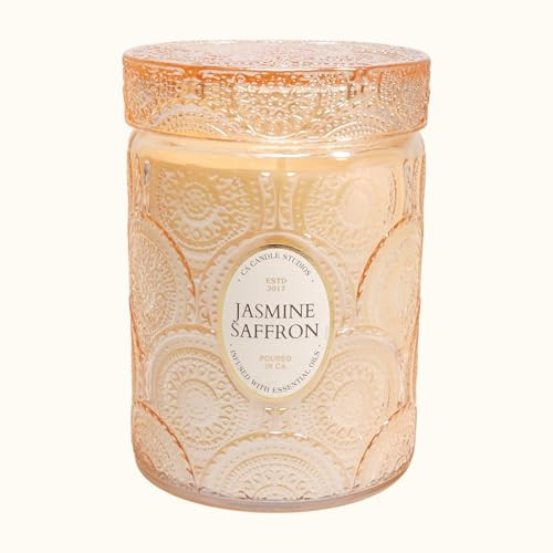 LEOBEN CO – Jasmine Saffron Scented Candle – 18oz, Heirloom Collection Design – 80 hr Burn Time – Poured in California Using Vegan Soy Wax and Essential Oils – Made in Small Batches | Amazon (US)