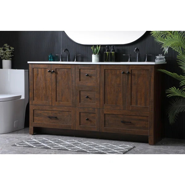 Amely 60'' Double Bathroom Vanity with Engineered Marble Top | Wayfair North America