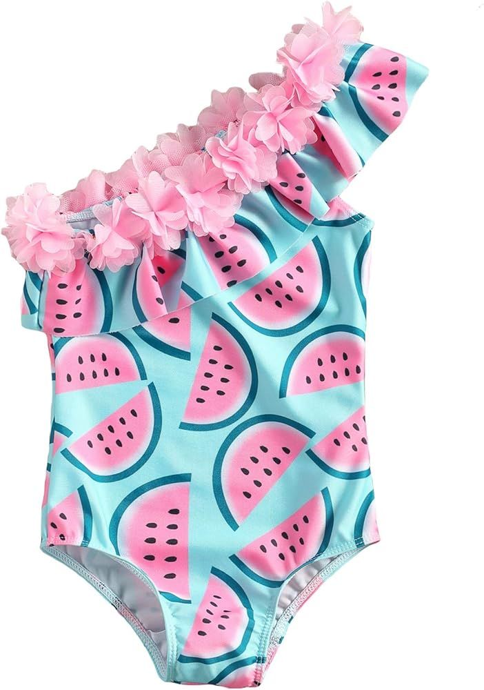 xkwyshop Toddler Baby Girl Swimsuit One Piece Swimwears, Sleeveless/One Shoulder Toddler Girl Bathin | Amazon (US)