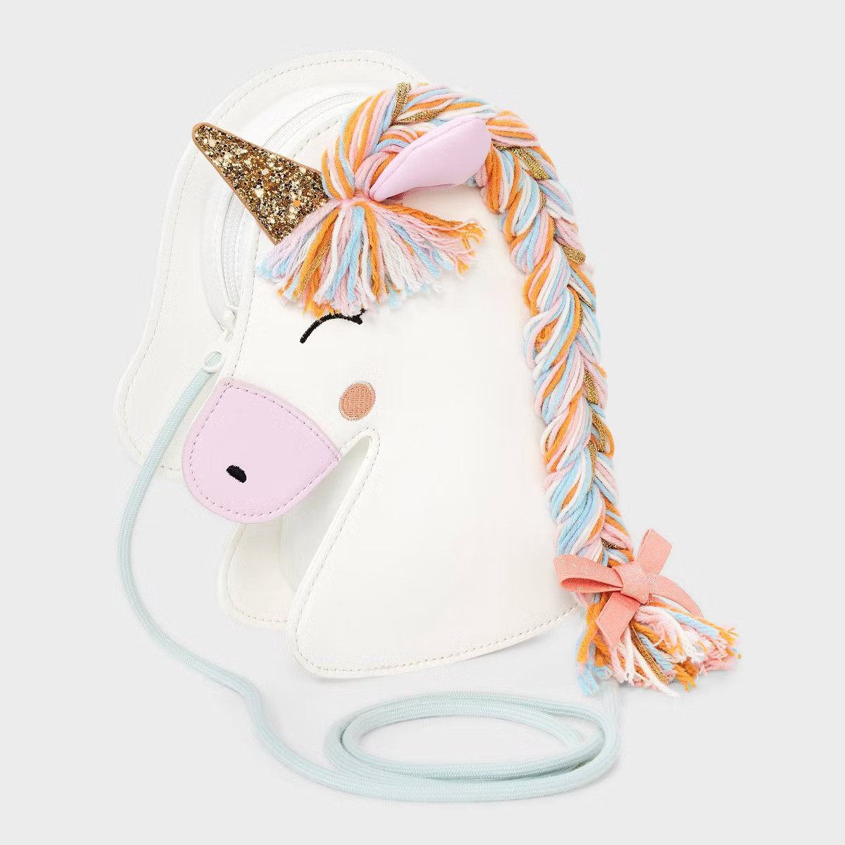 Girls' Unicorn Shaped with Braided Mane Crossbody Bag - Cat & Jack™️ White: Faux Leather, Str... | Target